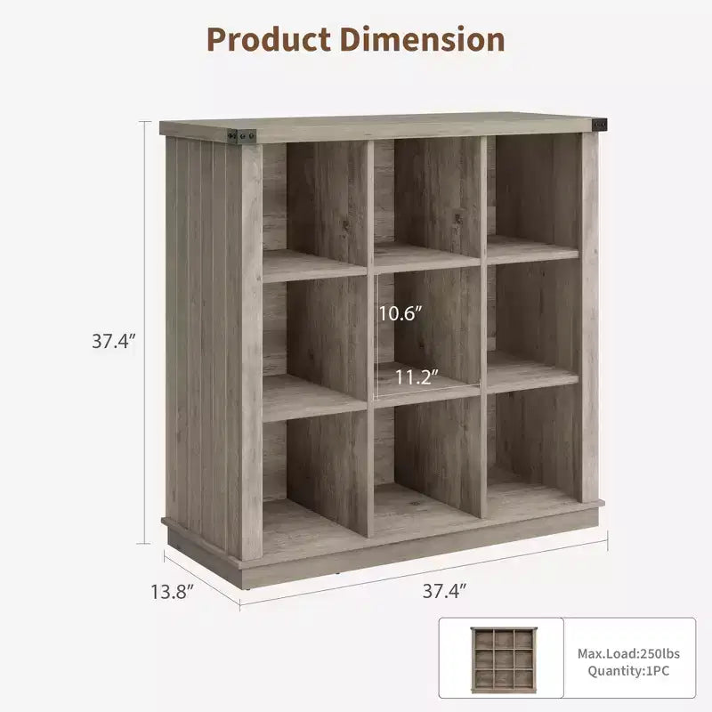GustoWave 9 Cube Storage Organizer Bookshelf, 37.4 Inch Wood Storage Bookcase for Entryway, Long Low Bookshelves for Living Room