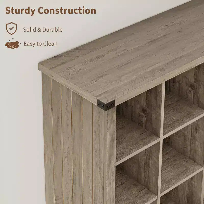 GustoWave 9 Cube Storage Organizer Bookshelf, 37.4 Inch Wood Storage Bookcase for Entryway, Long Low Bookshelves for Living Room