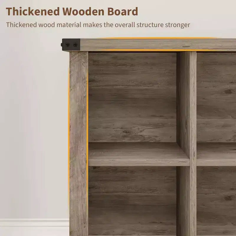 GustoWave 9 Cube Storage Organizer Bookshelf, 37.4 Inch Wood Storage Bookcase for Entryway, Long Low Bookshelves for Living Room