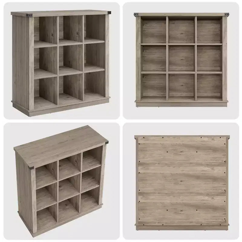 GustoWave 9 Cube Storage Organizer Bookshelf, 37.4 Inch Wood Storage Bookcase for Entryway, Long Low Bookshelves for Living Room