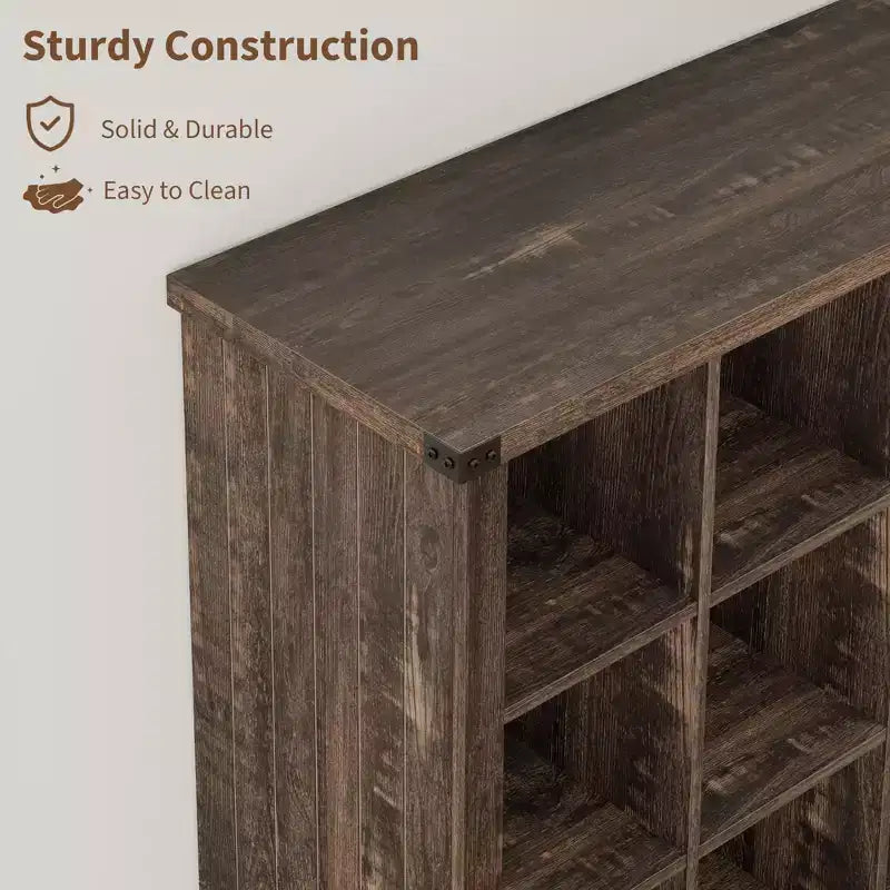 GustoWave 9 Cube Storage Organizer Bookshelf, 37.4 Inch Wood Storage Bookcase for Entryway, Long Low Bookshelves for Living Room