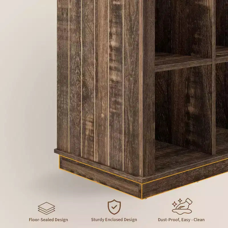 GustoWave 9 Cube Storage Organizer Bookshelf, 37.4 Inch Wood Storage Bookcase for Entryway, Long Low Bookshelves for Living Room