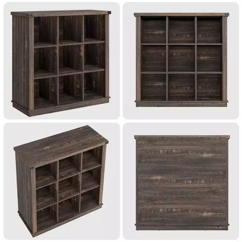 GustoWave 9 Cube Storage Organizer Bookshelf, 37.4 Inch Wood Storage Bookcase for Entryway, Long Low Bookshelves for Living Room
