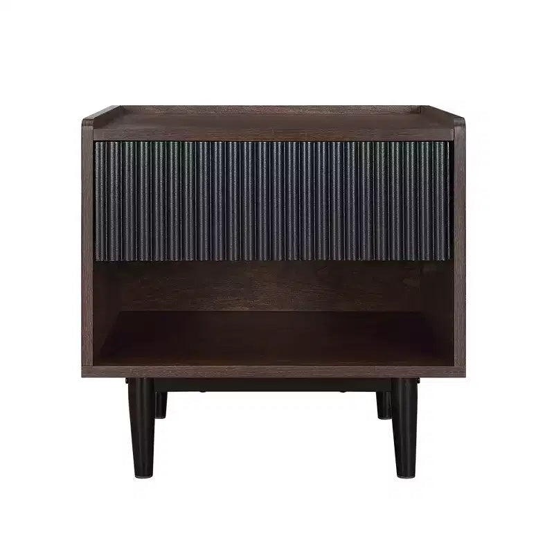 GDFStudio Duane Mid-Century Modern Fluted Nightstand with 1 Drawer and 1 Lower Shelf
