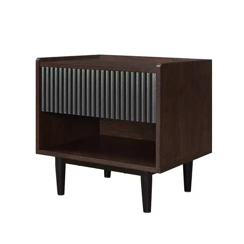 GDFStudio Duane Mid-Century Modern Fluted Nightstand with 1 Drawer and 1 Lower Shelf