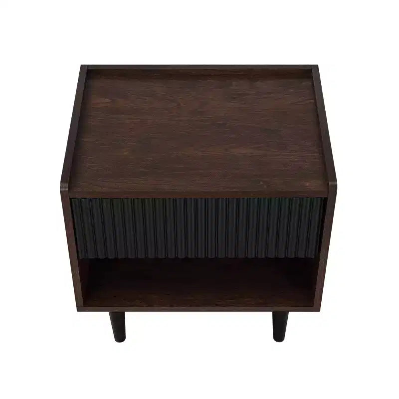 GDFStudio Duane Mid-Century Modern Fluted Nightstand with 1 Drawer and 1 Lower Shelf