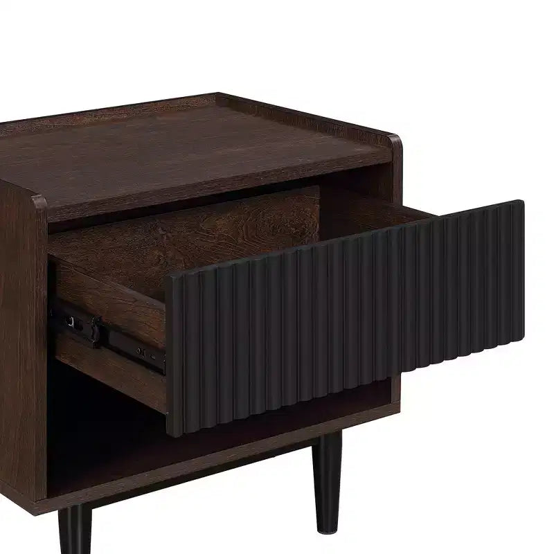 GDFStudio Duane Mid-Century Modern Fluted Nightstand with 1 Drawer and 1 Lower Shelf