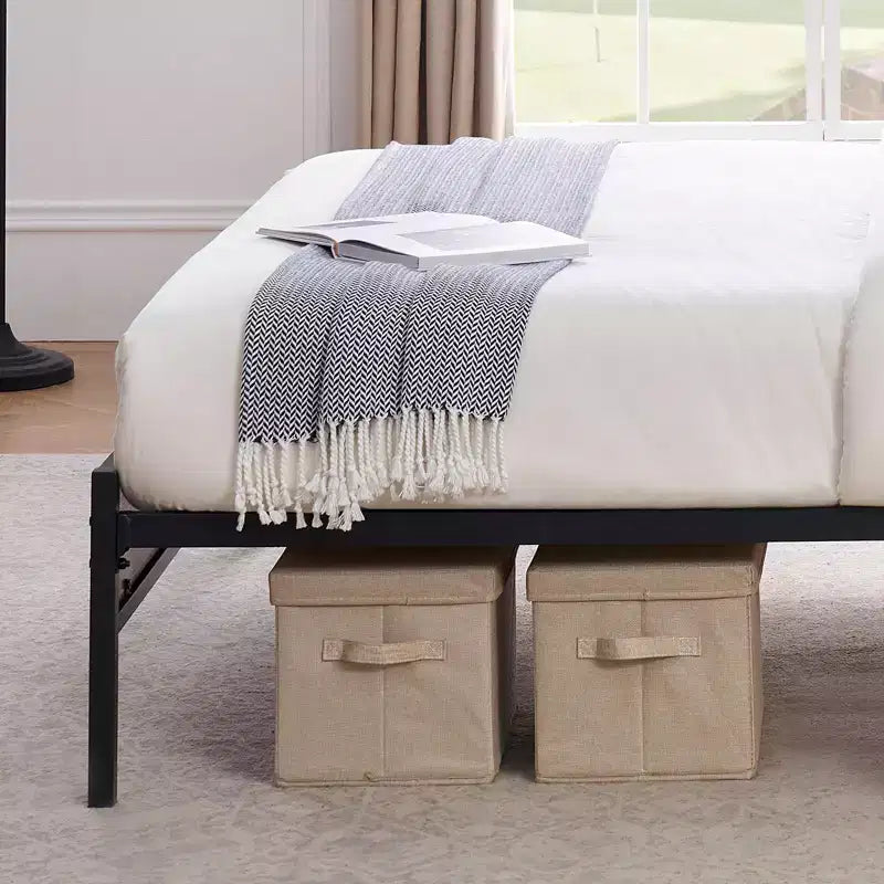 Metal Platform Bed Frame, Heavy-Duty Metal Frame with Headboard and Footboard, 12.6 of Under-Bed Storage, No Box Spring Required, Easy to Assemble