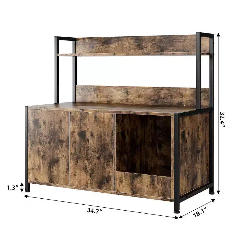 Cat Litter Box Furniture Enclosure with Scratch Pad and Storage