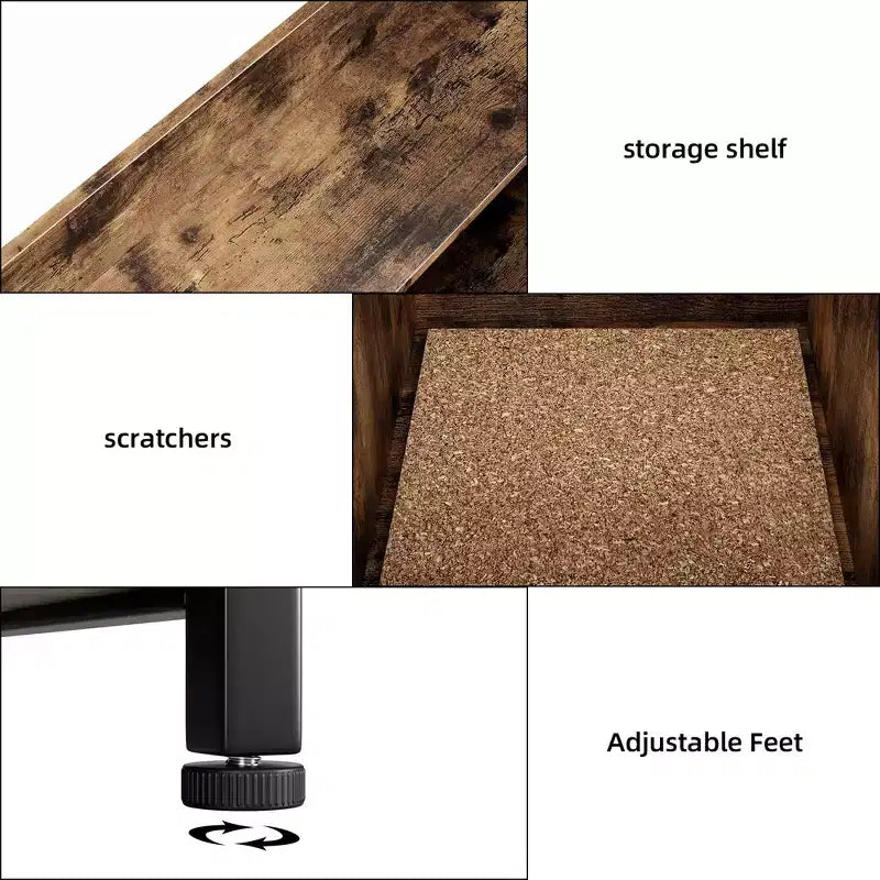 Cat Litter Box Furniture Enclosure with Scratch Pad and Storage