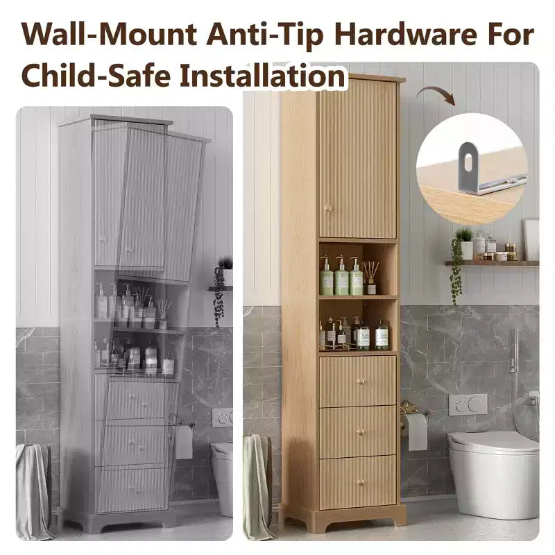Freestanding Bathroom Storage Cabinet with 3 Drawers, Adjustable Shelf, Soft Close Doors - ModernLuxe