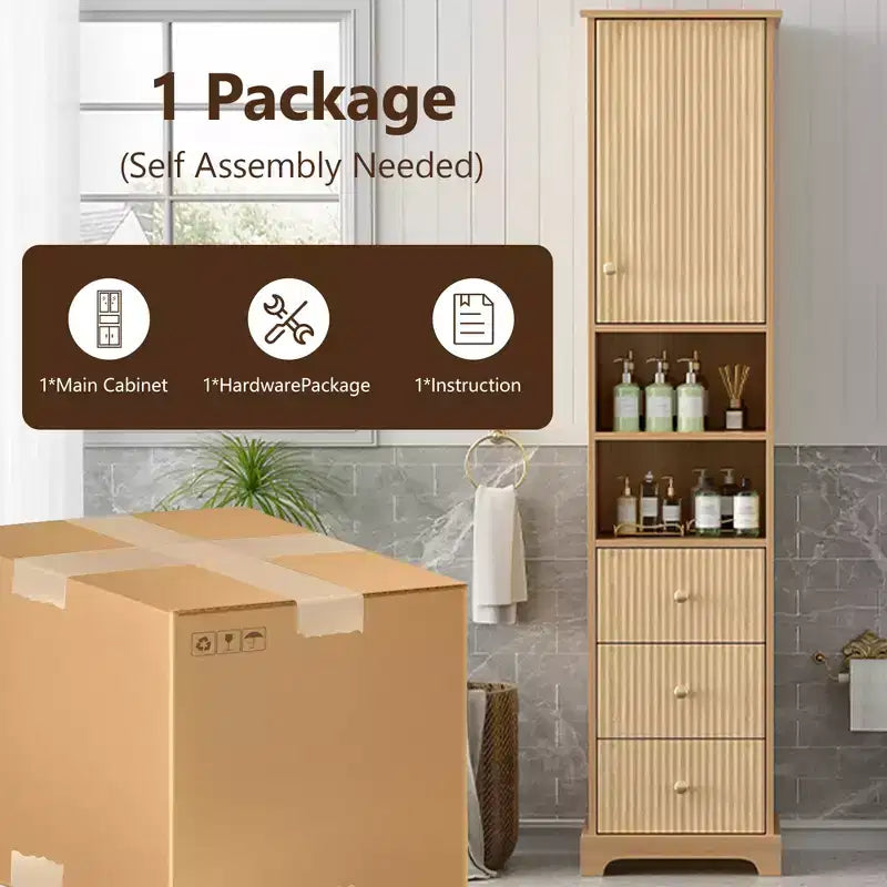 Freestanding Bathroom Storage Cabinet with 3 Drawers, Adjustable Shelf, Soft Close Doors - ModernLuxe