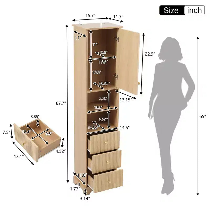 Freestanding Bathroom Storage Cabinet with 3 Drawers, Adjustable Shelf, Soft Close Doors - ModernLuxe