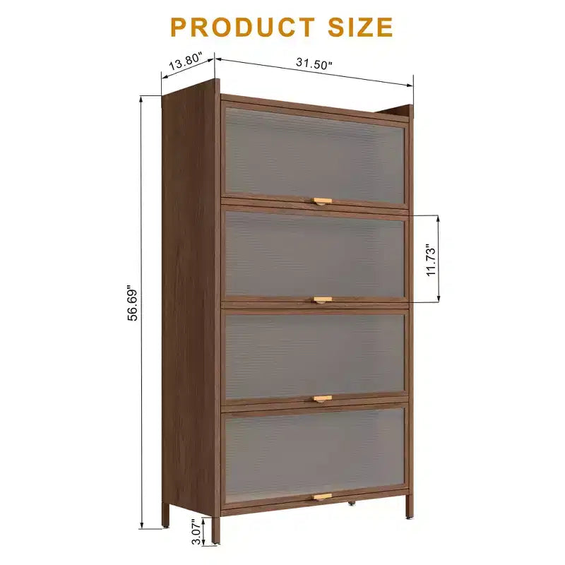 Tall Metal Storage Cabinet with 3 Flip Doors, Freestanding Steel Organizer with Ample Storage Space for Bedroom, Living Room, Kitchen