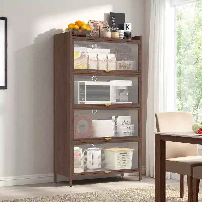 Tall Metal Storage Cabinet with 3 Flip Doors, Freestanding Steel Organizer with Ample Storage Space for Bedroom, Living Room, Kitchen