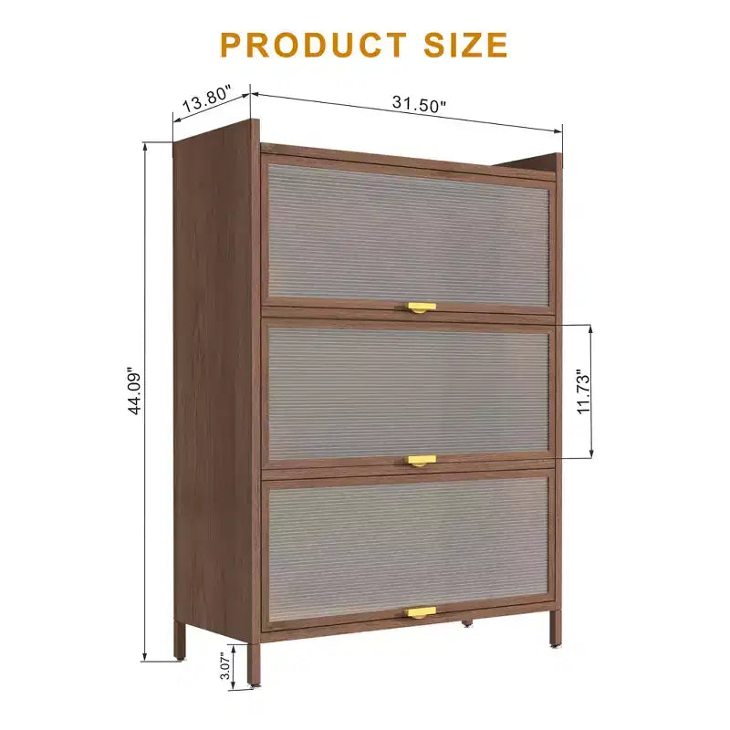 Tall Metal Storage Cabinet with 3 Flip Doors, Freestanding Steel Organizer with Ample Storage Space for Bedroom, Living Room, Kitchen