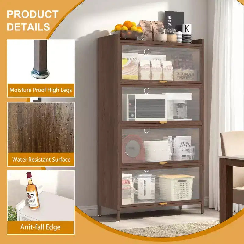 Tall Metal Storage Cabinet with 3 Flip Doors, Freestanding Steel Organizer with Ample Storage Space for Bedroom, Living Room, Kitchen