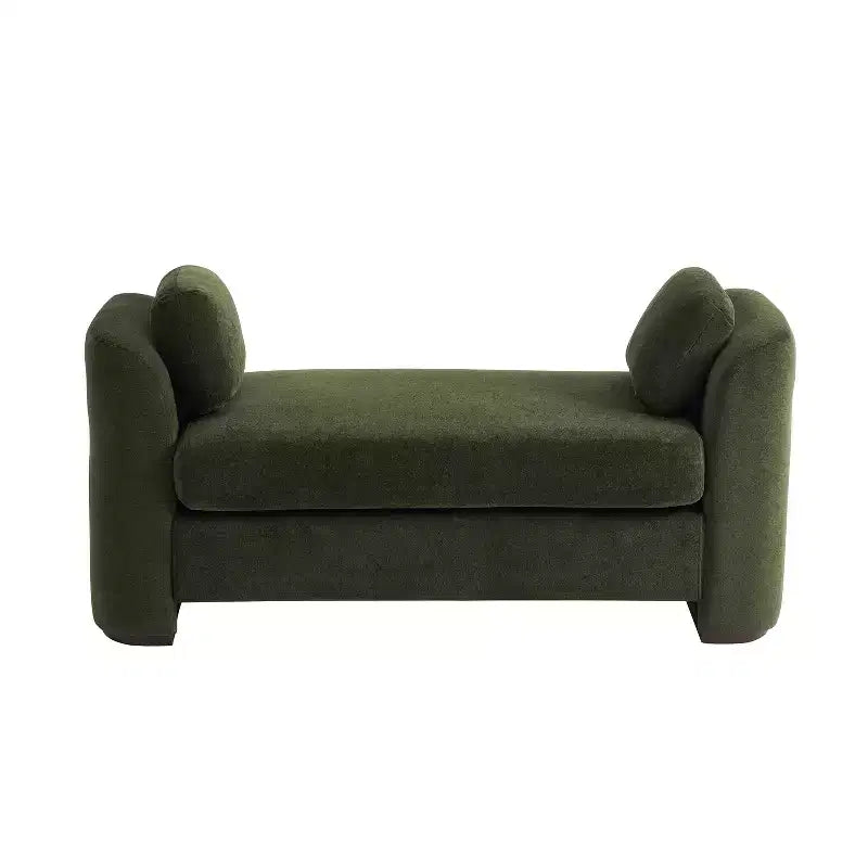GDFStudio Jase Contemporary Rubberwood Boucl Upholstered Bench with Pillows