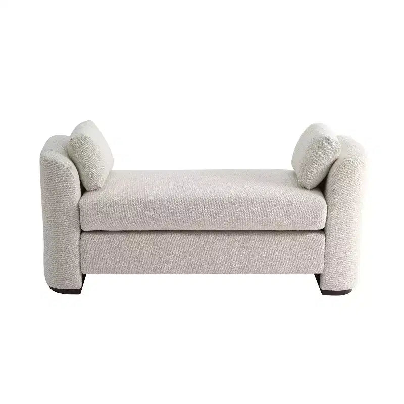 GDFStudio Jase Contemporary Rubberwood Boucl Upholstered Bench with Pillows