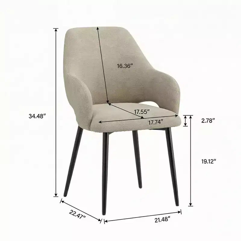 Ora Maison Chenille Upholstered Dining Chairs with Sturdy Metal Legs, Ergonomic High Back for Kitchen Living Room Study Caf