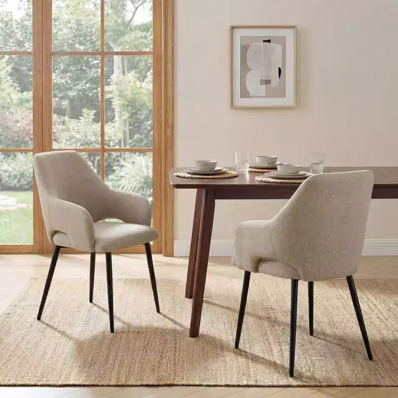 Ora Maison Chenille Upholstered Dining Chairs with Sturdy Metal Legs, Ergonomic High Back for Kitchen Living Room Study Caf