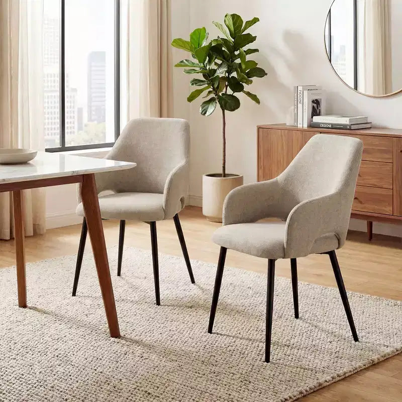 Ora Maison Chenille Upholstered Dining Chairs with Sturdy Metal Legs, Ergonomic High Back for Kitchen Living Room Study Caf