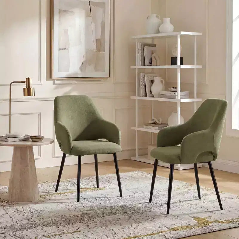 Ora Maison Chenille Upholstered Dining Chairs with Sturdy Metal Legs, Ergonomic High Back for Kitchen Living Room Study Caf