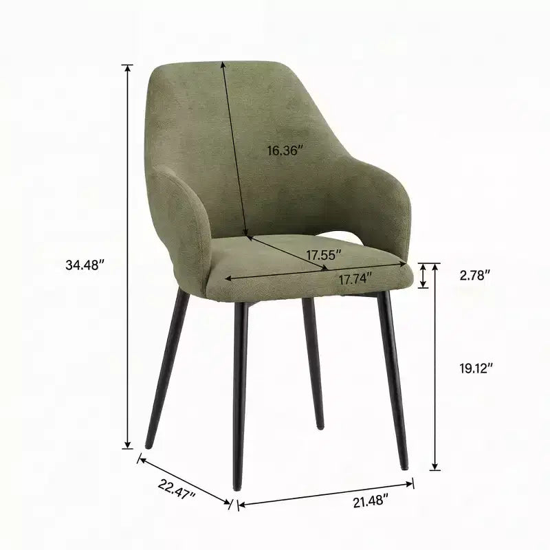 Ora Maison Chenille Upholstered Dining Chairs with Sturdy Metal Legs, Ergonomic High Back for Kitchen Living Room Study Caf
