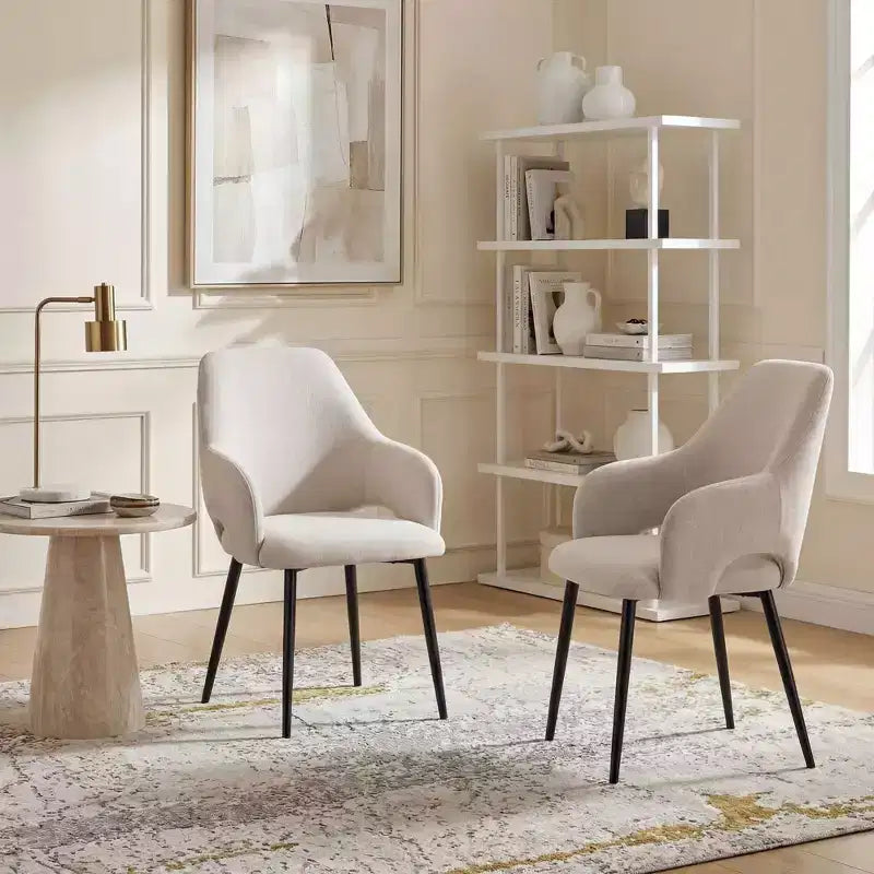 Ora Maison Chenille Upholstered Dining Chairs with Sturdy Metal Legs, Ergonomic High Back for Kitchen Living Room Study Caf