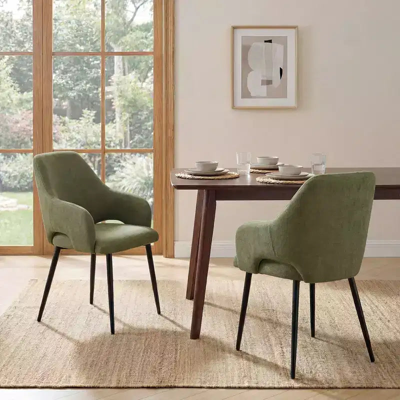 Ora Maison Chenille Upholstered Dining Chairs with Sturdy Metal Legs, Ergonomic High Back for Kitchen Living Room Study Caf