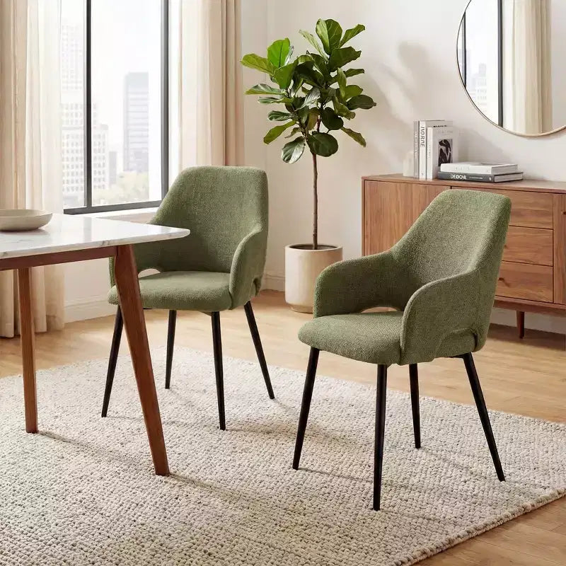 Ora Maison Chenille Upholstered Dining Chairs with Sturdy Metal Legs, Ergonomic High Back for Kitchen Living Room Study Caf