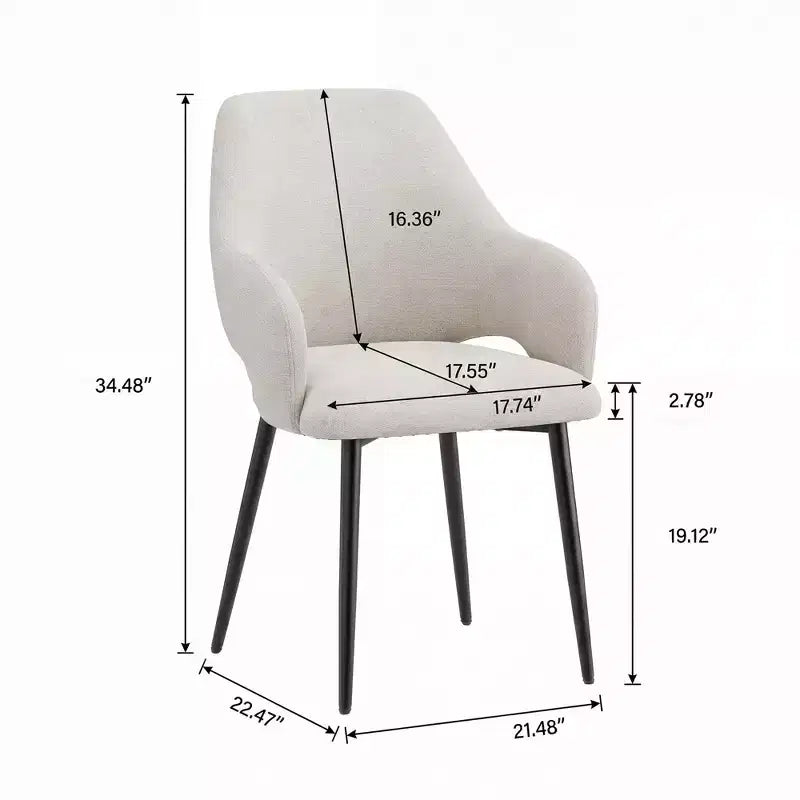 Ora Maison Chenille Upholstered Dining Chairs with Sturdy Metal Legs, Ergonomic High Back for Kitchen Living Room Study Caf