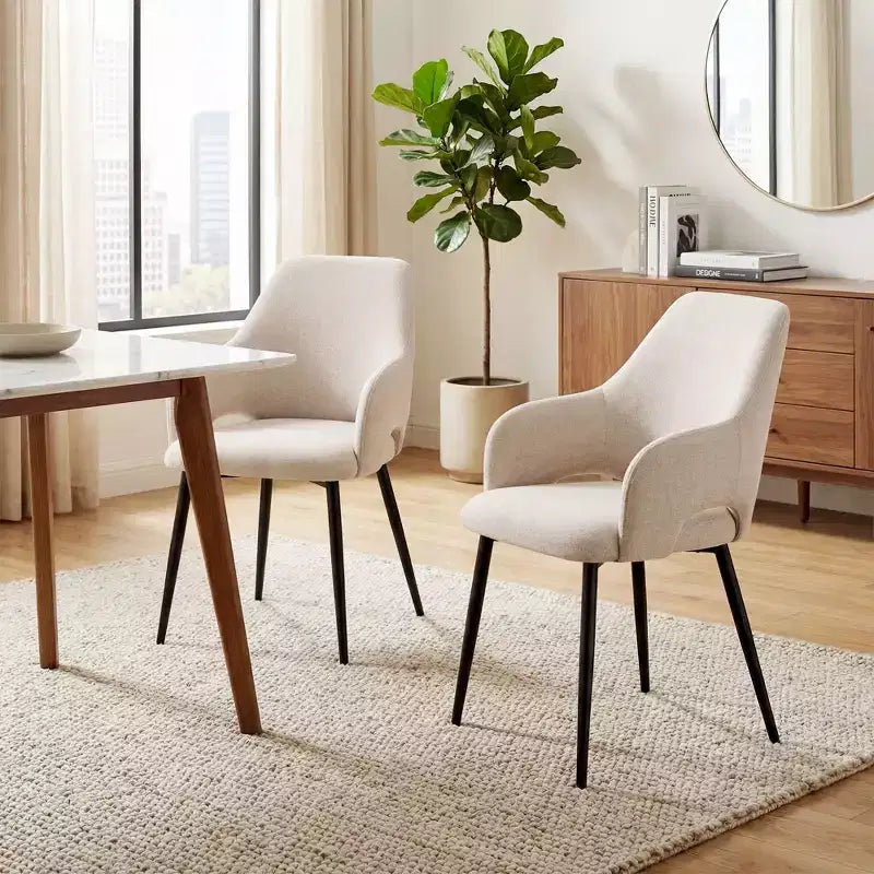 Ora Maison Chenille Upholstered Dining Chairs with Sturdy Metal Legs, Ergonomic High Back for Kitchen Living Room Study Caf