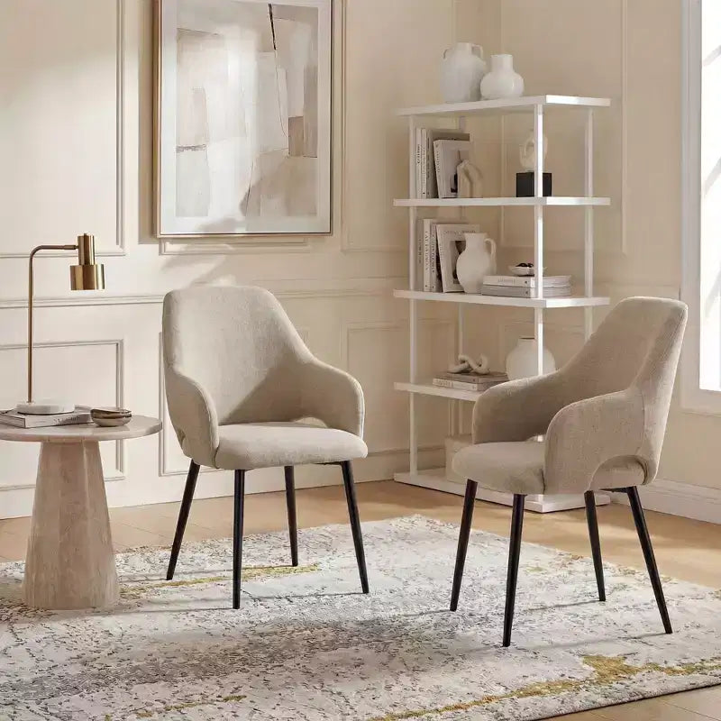 Ora Maison Chenille Upholstered Dining Chairs with Sturdy Metal Legs, Ergonomic High Back for Kitchen Living Room Study Caf