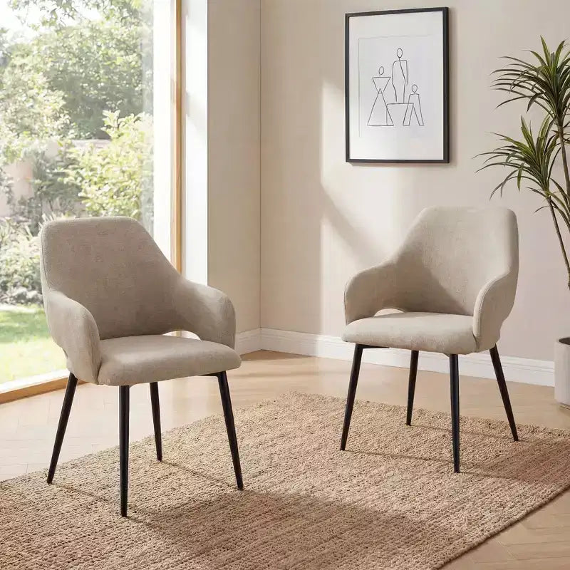 Ora Maison Chenille Upholstered Dining Chairs with Sturdy Metal Legs, Ergonomic High Back for Kitchen Living Room Study Caf