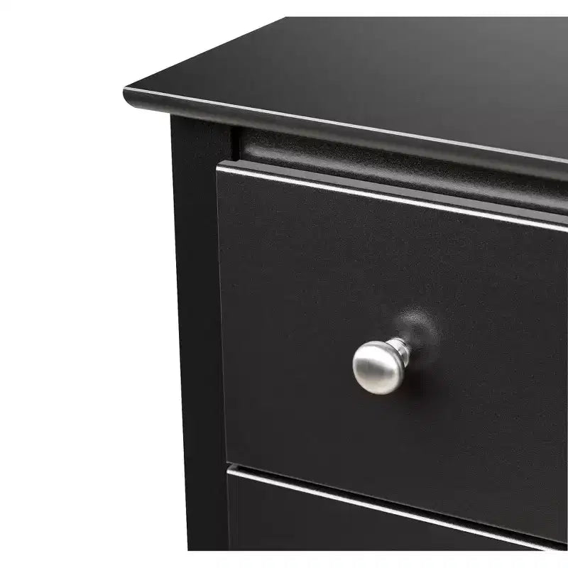 Prepac 5 Drawer Dresser Black: Transitional Style, Satin Finish, Nickel Hardware, Bedroom Storage