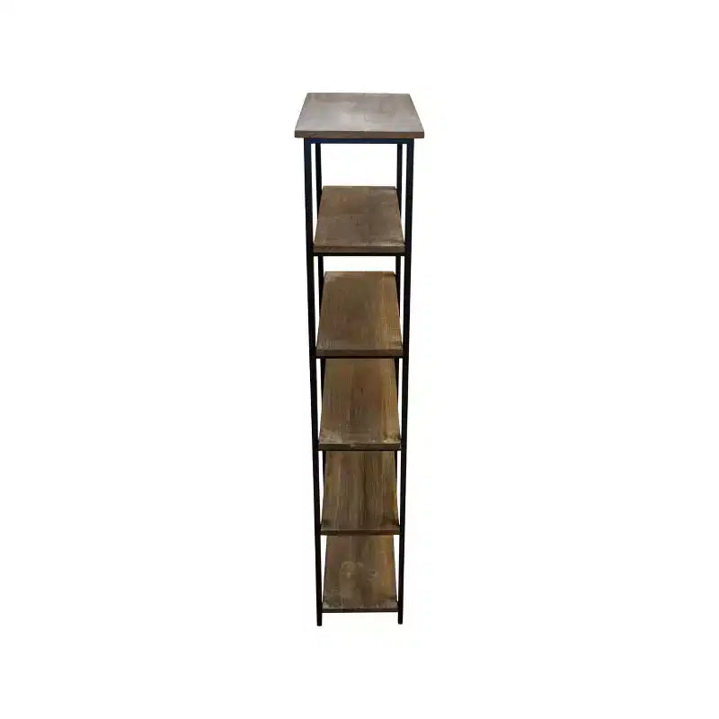70" Pomona 5 Shelf Bookshelf Metal and Solid Wood Natural - Alaterre Furniture