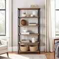 70" Pomona 5 Shelf Bookshelf Metal and Solid Wood Natural - Alaterre Furniture