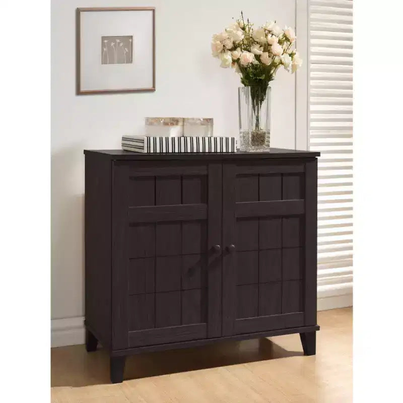 Glidden Wood Modern Shoe Cabinet (Short) Dark Brown - Baxton Studio