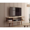 Utopia Splayed Wooden Legs and 4 Shelves TV Stand for TVs up to 50 - Manhattan Comfort