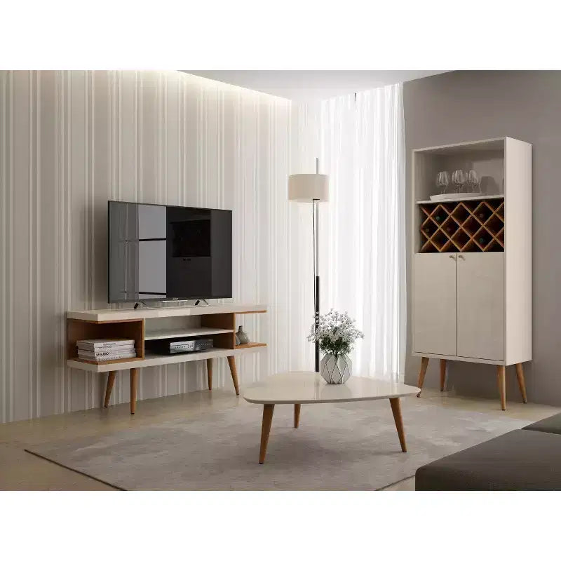 Utopia Splayed Wooden Legs and 4 Shelves TV Stand for TVs up to 50 - Manhattan Comfort
