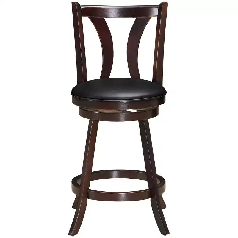 Costway Set of 2 Swivel Bar stool 24'' Counter Height Leather Padded Dining Kitchen Chair